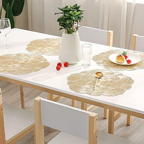 Sett med 4 gullblomst hule runde PVC-bordbrikker, 38 cm Set of 4