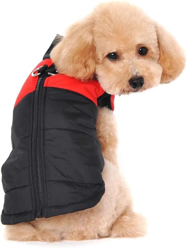 Vanntett hundevest Vinter Puffer Nylon Polyester Varm Glidelås D-ringer Kjæledyrklær i flere størrelser