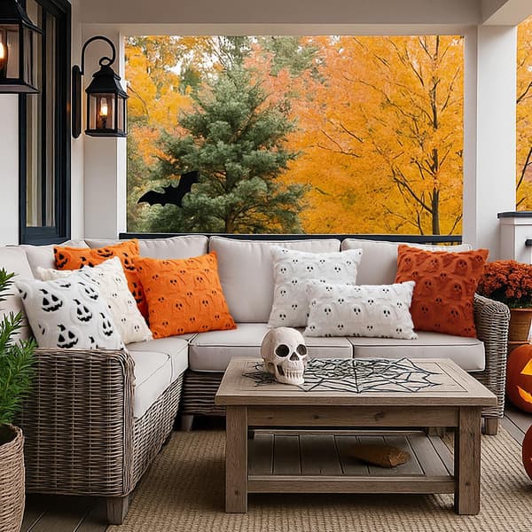 MIULEE Orange Halloween Spøgelsespudebetræk 18x18 Efterårsindretning MIULEE Brunt Orange