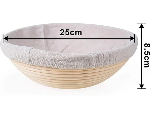 Rund brødhævekurv 1 stk. 25 cm diameter linnedforing til 0,9 kg dej