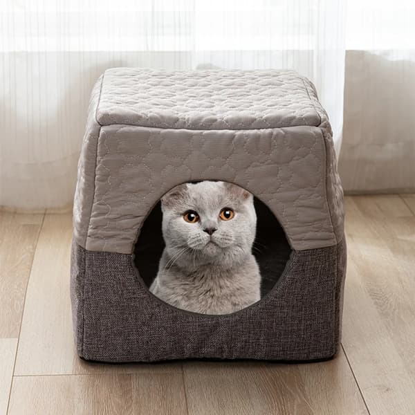 Kæledyrsseng Sofa Sammenklappelig Skridsikker Grå 37x33x30cm Katte Hunde