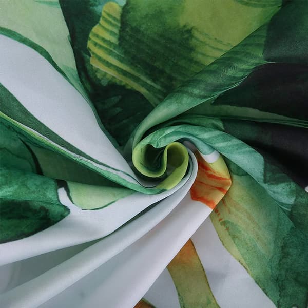 Dusjforheng 200x180cm Mørkegrønn Monstera Vanntett Muggresistent Polyester 12 Kroker