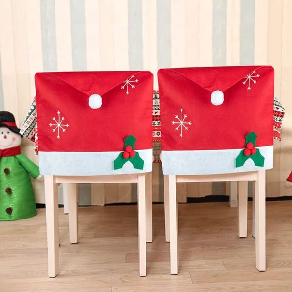 4 stk. julebetræk til stole Rød julebordpynt 50x60cm