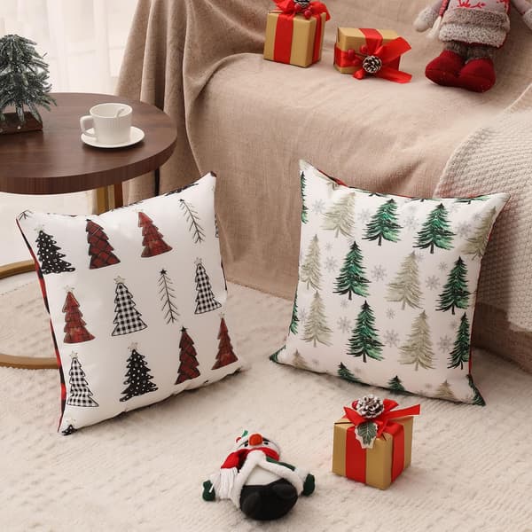 Julkuddfodral 18x18 4-pack Dubbelsidiga för Juldekoration 4 pcs