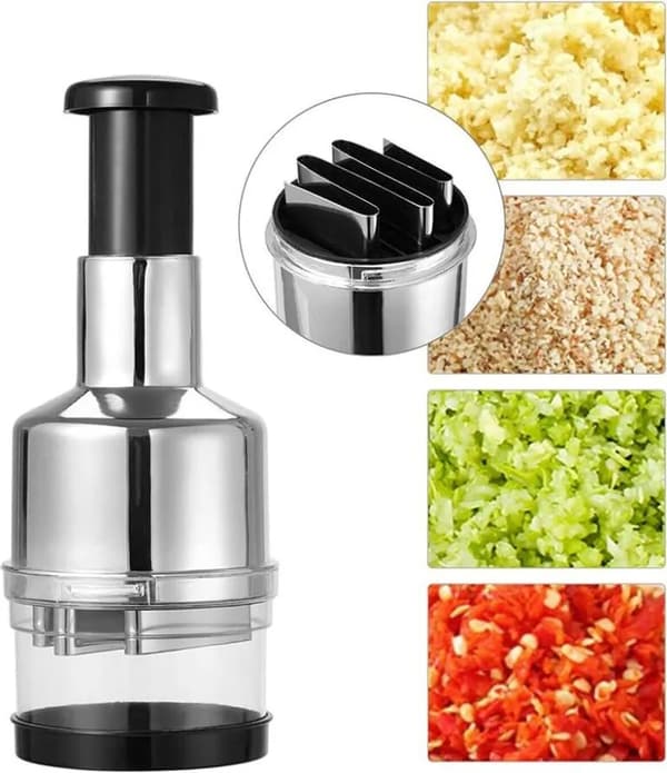 Lök hackare Mini Grönsaksskärare Rostfritt ABS Manuell Vitlökspress Svart