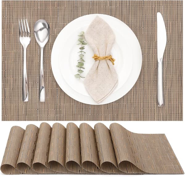 6 st bordstabletter beige PVC-belagd tyg 30x43,5cm 6 pcs
