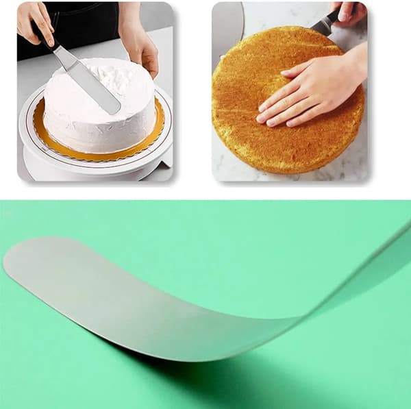 2 Vinklede Spatler 31,7 cm og 25,4 cm Kakepåleggssett i Rustfritt Stål