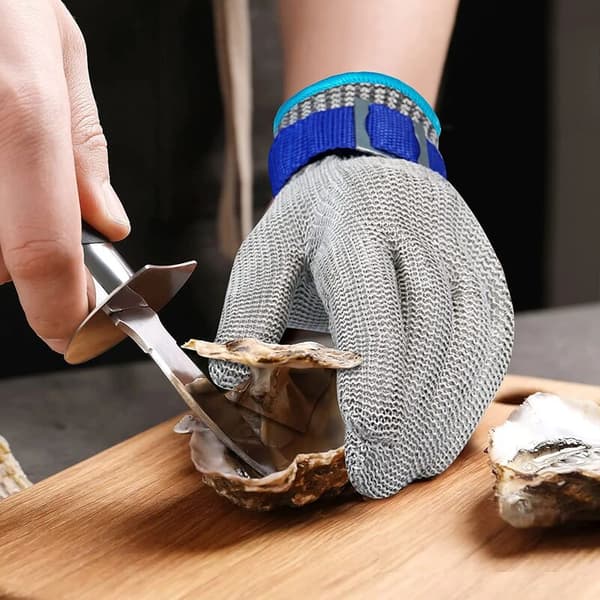 Nivå 5 Skärbeständiga Kedjenätshandskar Kök Mandolin Köttskärning Nylonfoder Storlek L 2st