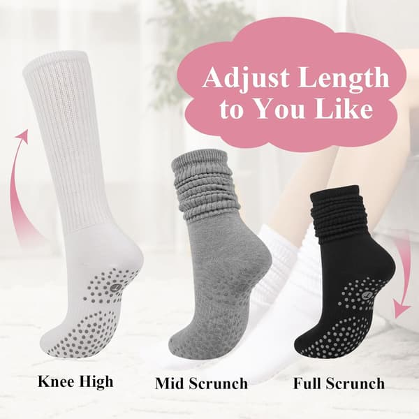 Pilatesstrømper med greb til kvinder, Yoga Barre Slouch Strømper 3 par Pilates Socks with
