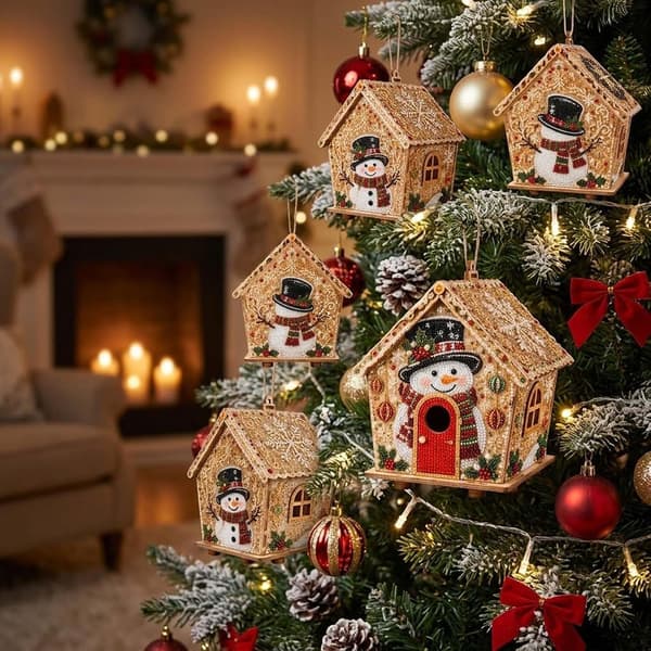 DIY 3D Diamantkunst Julehus Sæt Julepynt Håndværk til Voksne Pyrenk DIY 3D