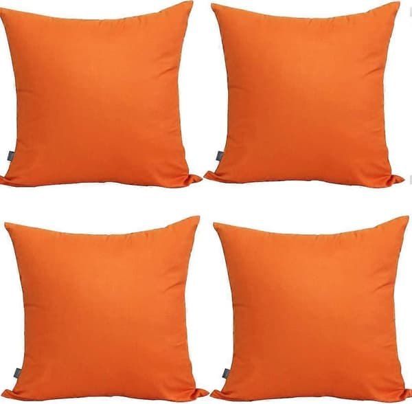 4-pak bomulds pudebetræk 18x18 tommer, ensfarvede orange firkantede pudebetræk til efterårs sofa indretning Thmyo 4-Pack 100%