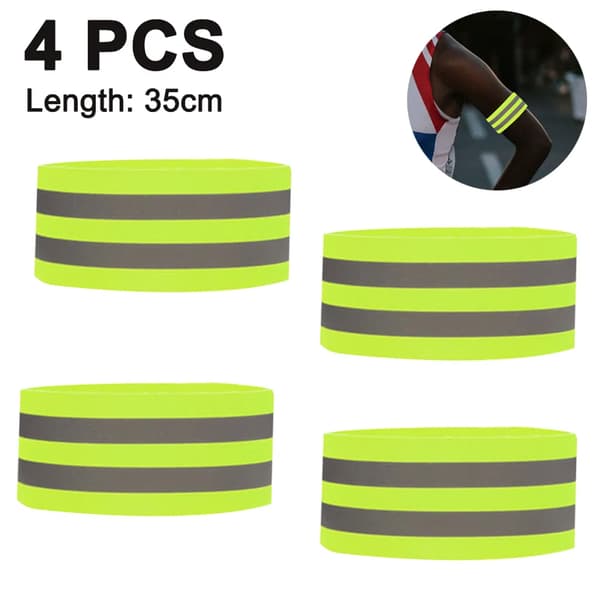 Reflekterande säkerhetsarmband 4-pack elastiska för löpning cykling synlighet på natten