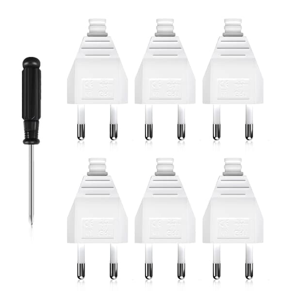 6 st 220V 2.5A ABS Vit Platt Stickpropp med Skruvmejsel 6 pcs