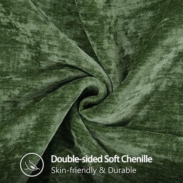 Mjuka Chenille Kuddfodral 18x18, 2-pack, Skogsgrön Set of 2