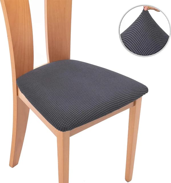 6 stk. ryggløse spisestoltrekk, elastisk strikk, avtakbart, vaskbart, 36-46 cm