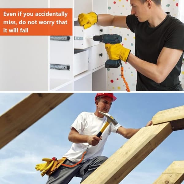 3 st infällbara verktygslinor med karbinhake justerbart spänne fallskydd orange