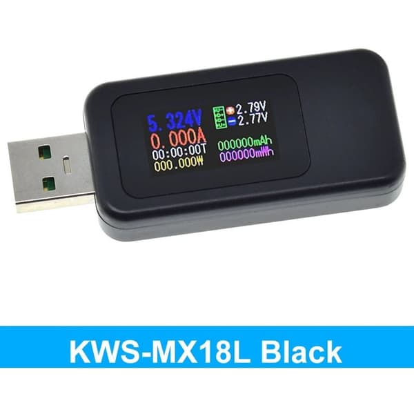 Farve USB Strømmåler 4-30V 0-5.1A Spænding Strøm Watt mAh Ladekabel Tester Sort 1 Stk