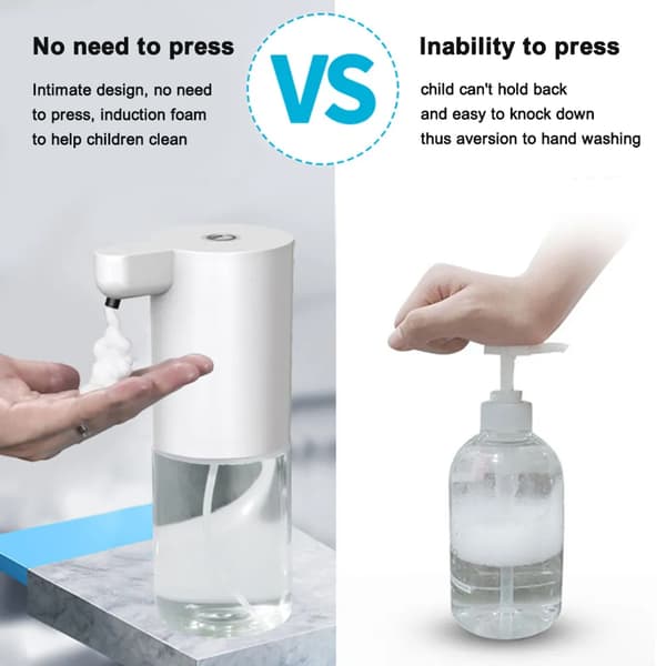 Automatisk skumtvåldispenser 350 ml Beröringsfri USB-laddning IPX4 vit ABS PP