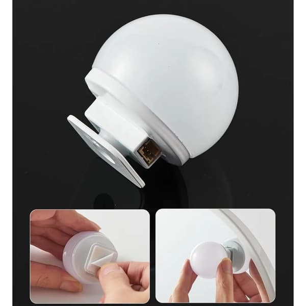 LED-spejllamper 12 stk. USB 3000-6500K 3-niveauer Hollywood-stil pærer