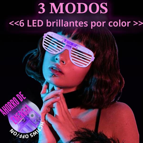 12 LED blinkende festbriller, neonlysende briller med 3 blinkende moduser 12 LED Flashing