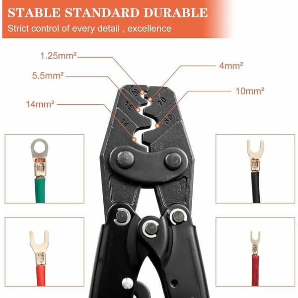 Kabelendebøsning Crimptang Selvjusterende Skralde Crimp 1,25 til 16 mm² Ferrule 16 til 5 AWG 1 stk.