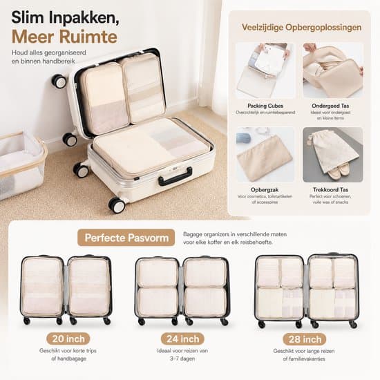 9-pack packkuber set bagageorganisatör resetillbehör BOTC Packing Cubes