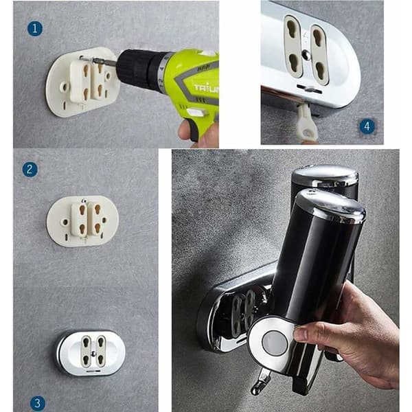Svart Vägg Enkelhuvud Tvåldispenser 500ml Cylinder Krom Topp Bas Tryckmontering 1 st