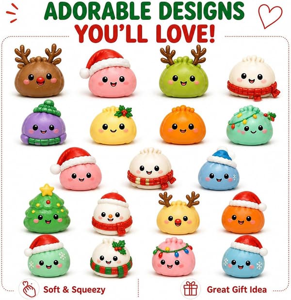 Jule Squishies Julekalender 2026 Nedtælling til Voksne Christmas Squishies Advent