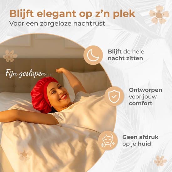 2-pak rød satin sovehætte, justerbar, unisex, hårbeskyttelse