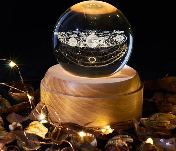 3D Kristallkula Speldosa LED-bas Roterande Glöd Födelsedagspresent Stil 2