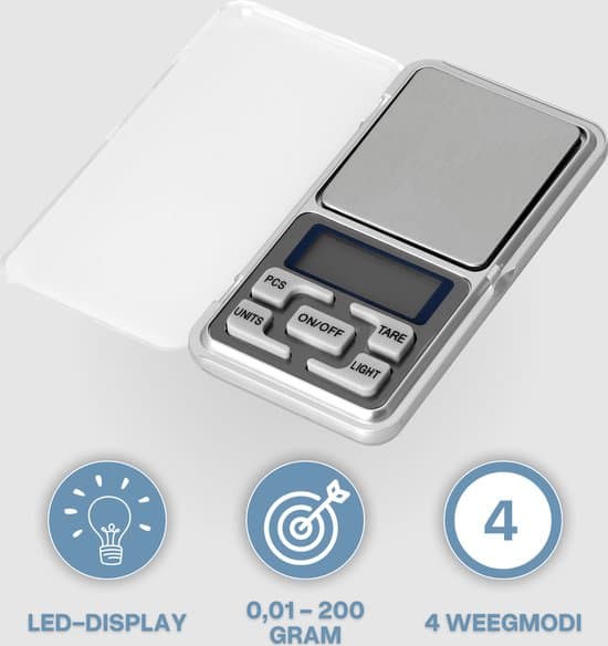 Mini præcisionskøkkenvægt 200g/0.01g LCD-baggrundsbelysning Mini