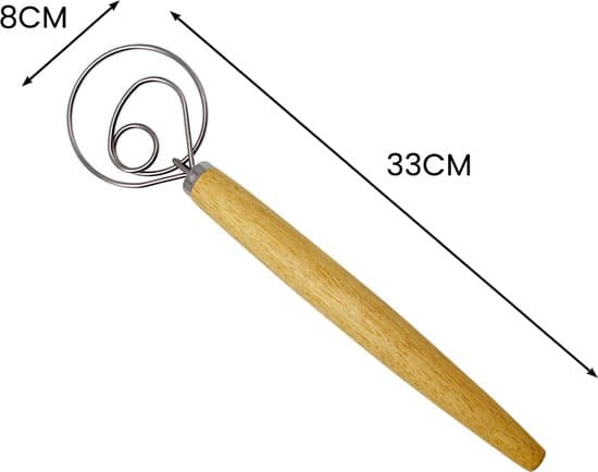 Dansk deigvisp, 1 ring, rustfritt stål + trehåndtak