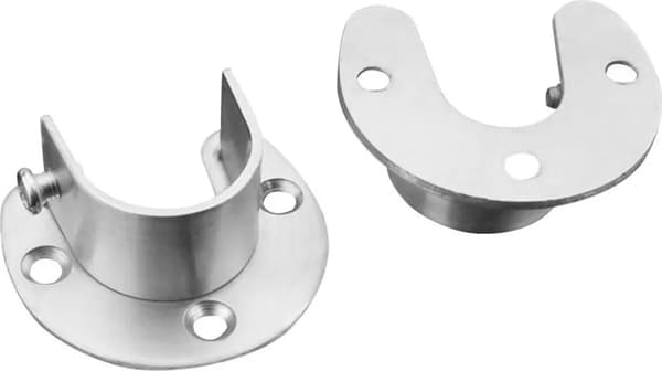 Garderobsrörsfäste, 2 silverfärgade garderobsstångsstöd med skruvar, U-formad design