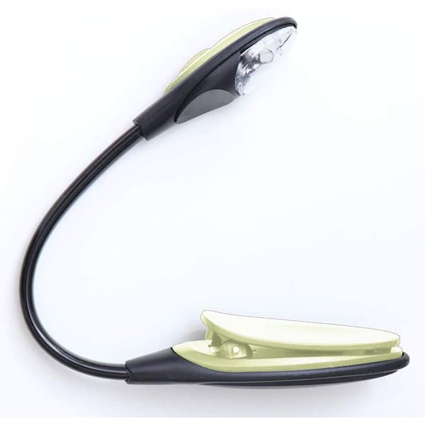 Mini LED Clip Boglampe Grå Fleksibel Slange Læselampe Grå Grøn Klips Sort Hoved 1 Stk