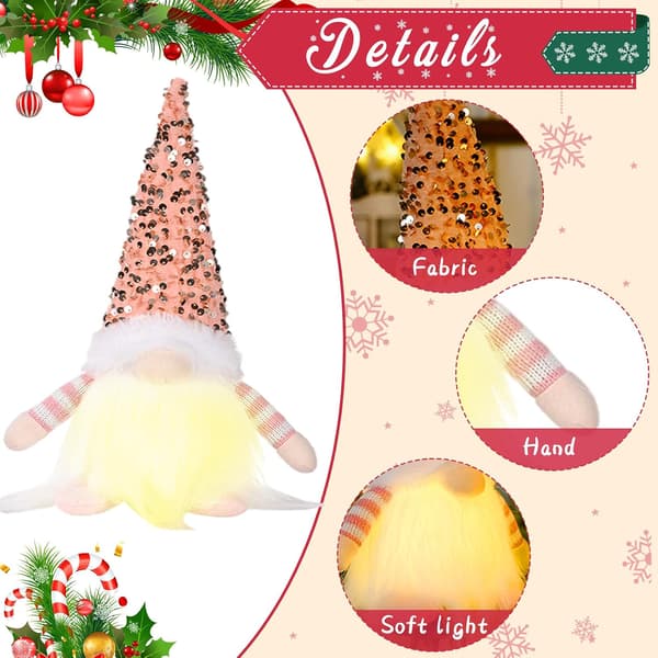 Julepynt 3 Stykker Julepynt Nisse med LED-lys, Plys Nissefigurer 3 pcs