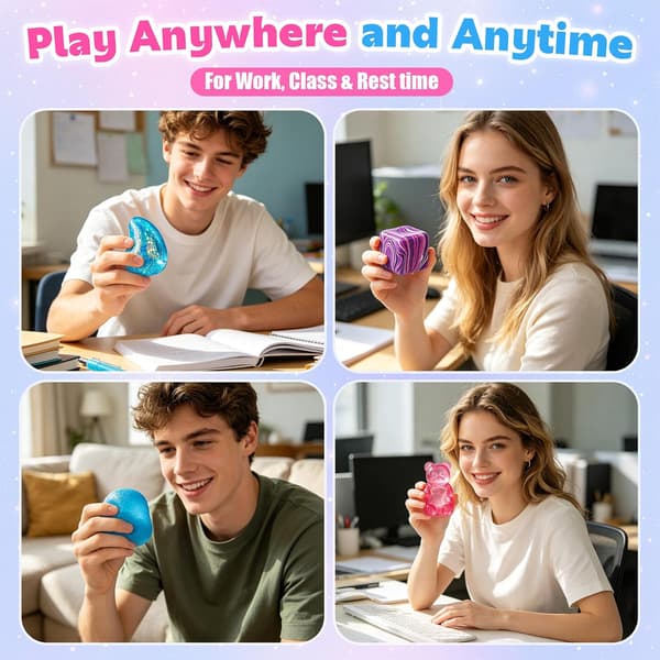 4 st Squishies Fidget Leksaker Gumdrop Björn Stress Kub Regndroppe Långsamt Stigande Sensoriska Leksaker 4 pcs