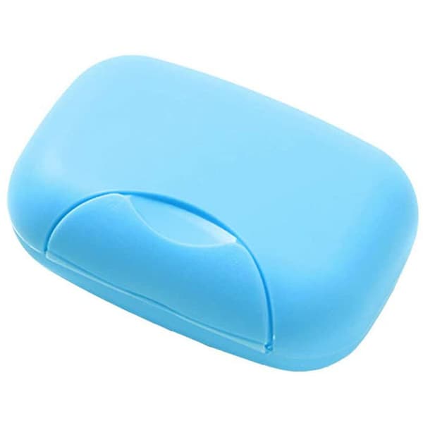 Blå bärbar resesåpask Light Blue Rounded Lid Case Vent Hole Cover 1 st