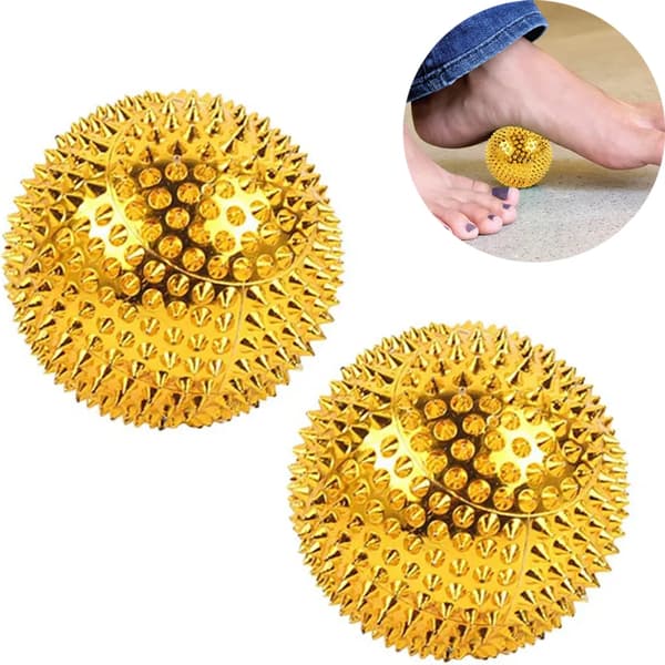 2 Massagekugler Håndterapi ABS Magnetit Par Ca. 4,7 cm og 3,2 cm Guld Sølv