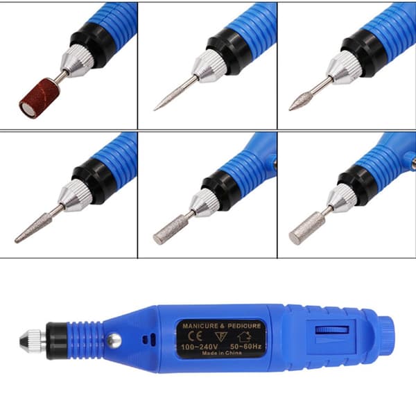 USB Elektrisk Neglebor Professionel Bærbar Neglesliber 6-Delt Sæt