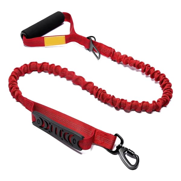 Hundebånd 150 cm Nylon Stor Hund Dobbel Håndtak Justerbart Bånd (Rød)