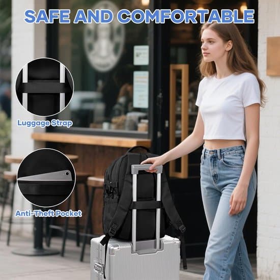 Sort Skolerygsæk, 25L, 14-tommer Laptop, Multi-Lomme