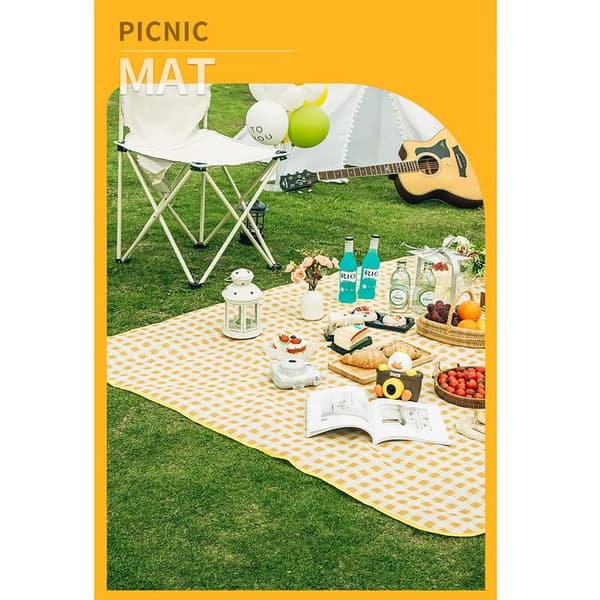 2x2m Stor Picknickfilt Vikbar Vattentät Slitstark Tjock Isolerad Gul 2-8 Personer