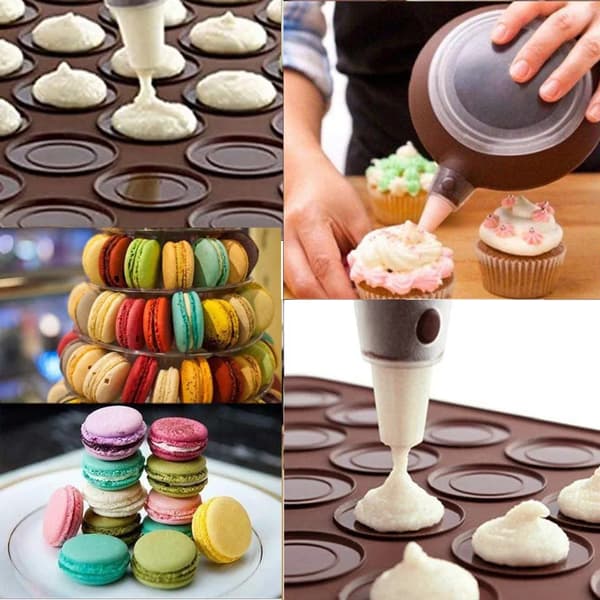 Silikone Macaron Bageunderlag 48 Huller Non-Stick Bageplade