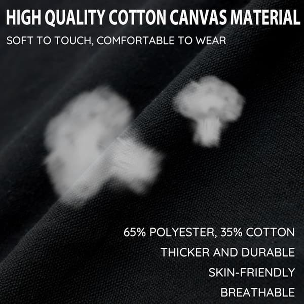Sort lærredsarbejdsforklæde til mænd og kvinder, 3 lommer, krydsrygsstropper Canvas Aprons, Waterproof