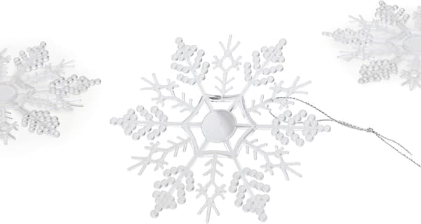 12 stk - Jule snøfnuggdekorasjon, glitrende snøfnuggpynt, festdekorasjon (hvit, 10 cm) Wit
