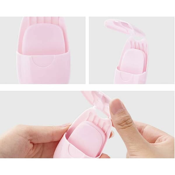 2-pack rosa engångstvålpappersark med resefodral bärbar handtvätt 2-pack