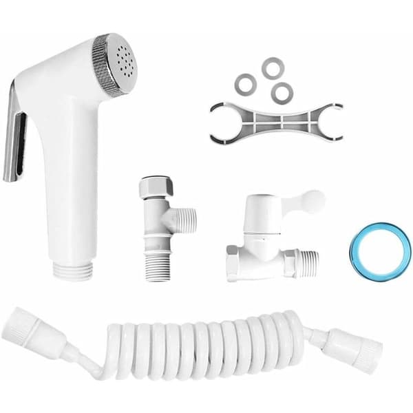Toalett Handbidé Sprayset Vit ABS 1,5m Slang G1/2 Väggmontering