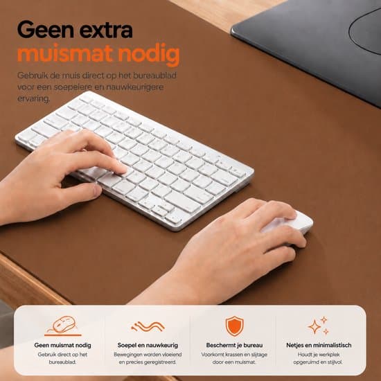 Tosidig skrivebordsmatte 90x45cm, kork/PU-skinn, musematte XXL, brun XXL