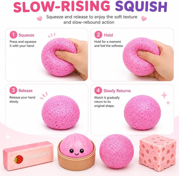 Stressbolde: Effektive redskaber til stresslindring og afslapning 4 Pack Squishy
