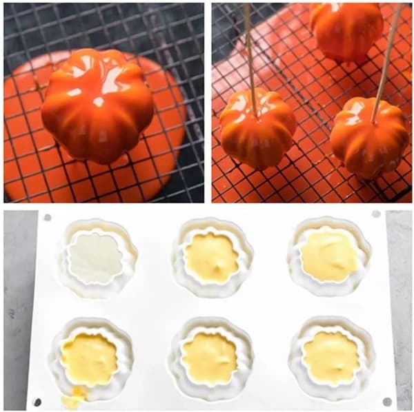 Halloween Gresskar Silikonform 1 stk 6 Hulrom 3D Såpe Stearinlys Kake DIY Baking